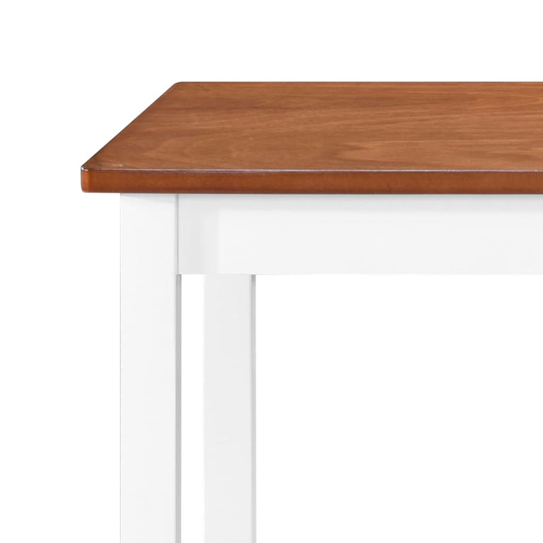 Bartafel- en barstoelenset massief hout bruin en wit 3-delig MeubelReus