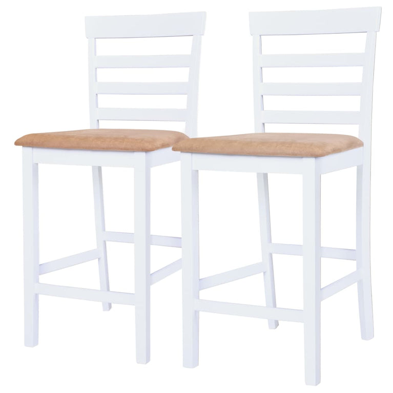 Bartafel- en barstoelenset massief hout bruin en wit 3-delig MeubelReus