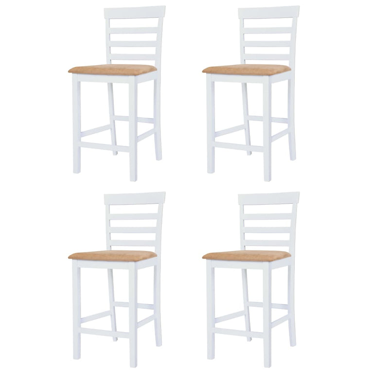 Bartafel- en barstoelenset massief hout bruin en wit 5-delig MeubelReus
