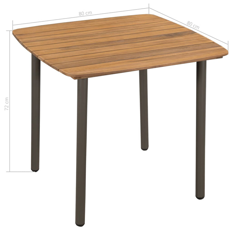 Tuintafel 80x80x72 cm massief acaciahout en staal MeubelReus