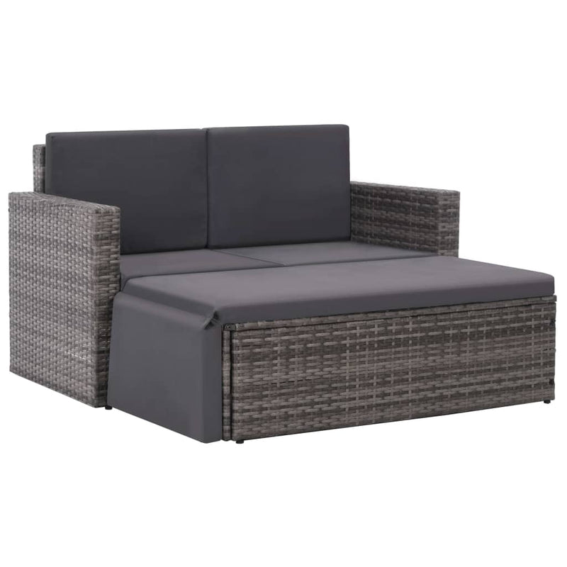 2-delige Loungeset met kussens poly rattan grijs MeubelReus