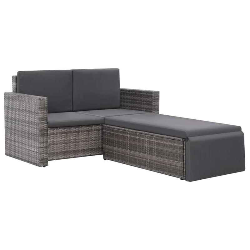 2-delige Loungeset met kussens poly rattan grijs MeubelReus