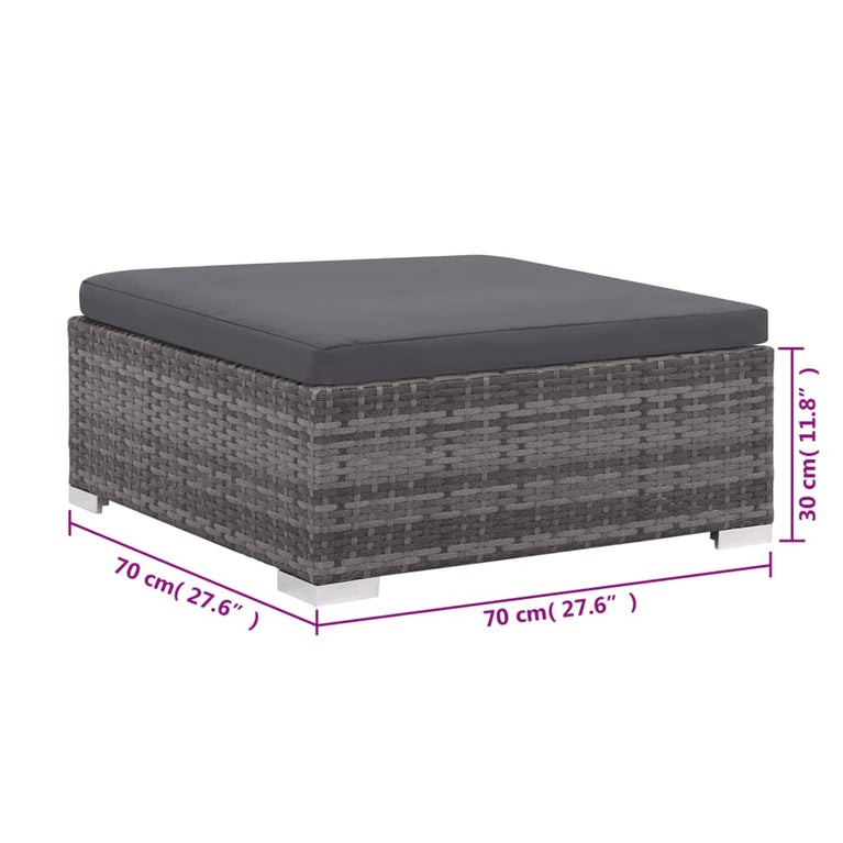 6-delige Loungeset met kussens poly rattan grijs