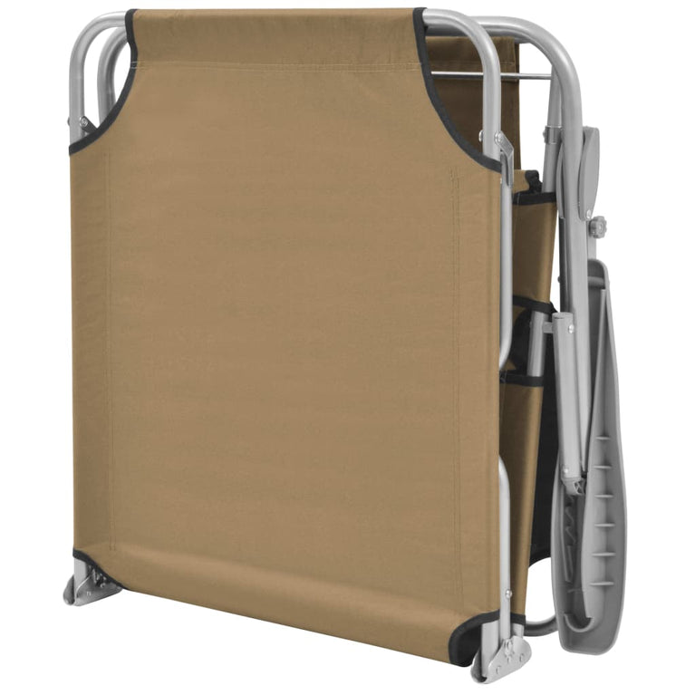 Ligbed met luifel inklapbaar staal taupe MeubelReus