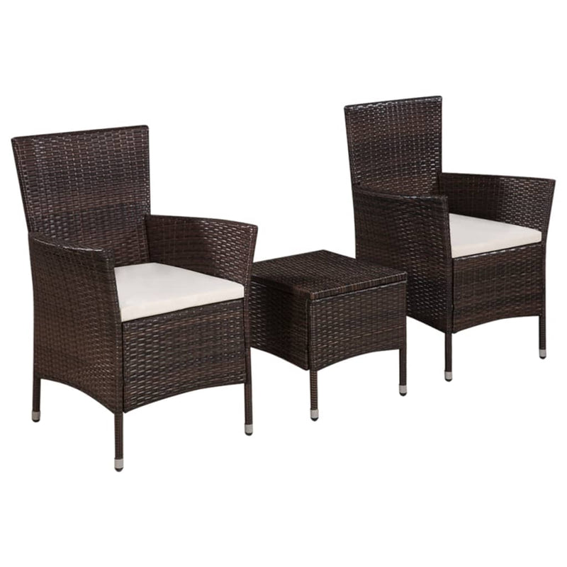 3-delige Bistroset poly rattan bruin MeubelReus
