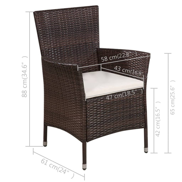 3-delige Bistroset poly rattan bruin MeubelReus