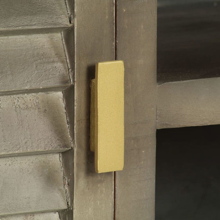 Tv-meubel 110x30x48 cm massief mangohout met messing grijs MeubelReus