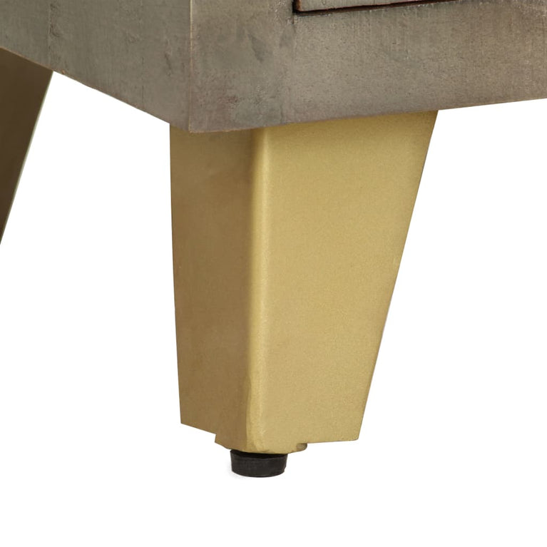 Tv-meubel 110x30x48 cm massief mangohout met messing grijs MeubelReus