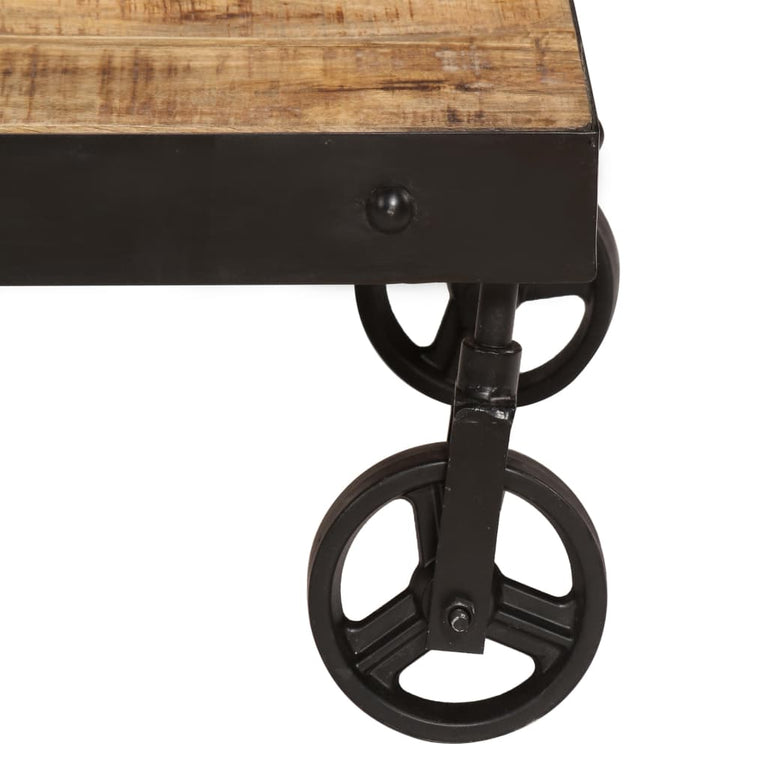 Salontafel op wieltjes 100x60x26 cm massief mangohout MeubelReus