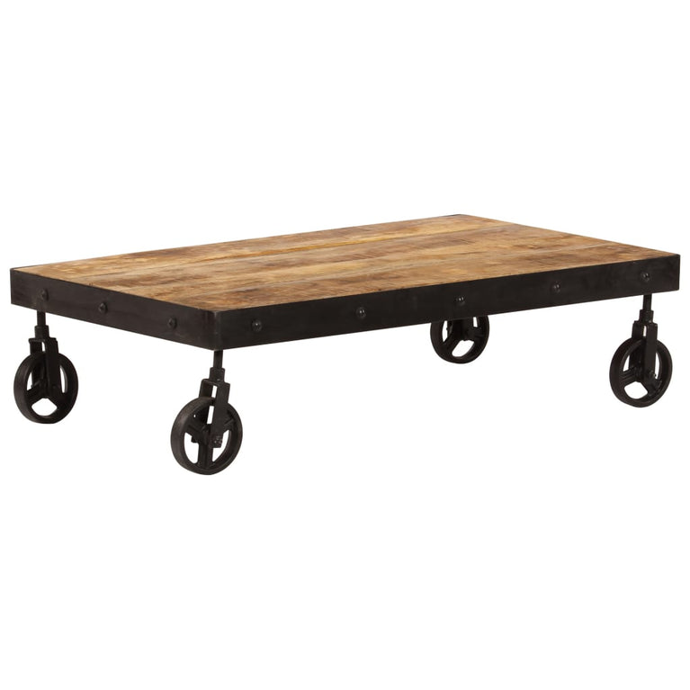 Salontafel op wieltjes 100x60x26 cm massief mangohout MeubelReus