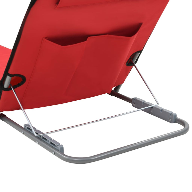 Strandmatten inklapbaar 2 st staal en stof rood MeubelReus