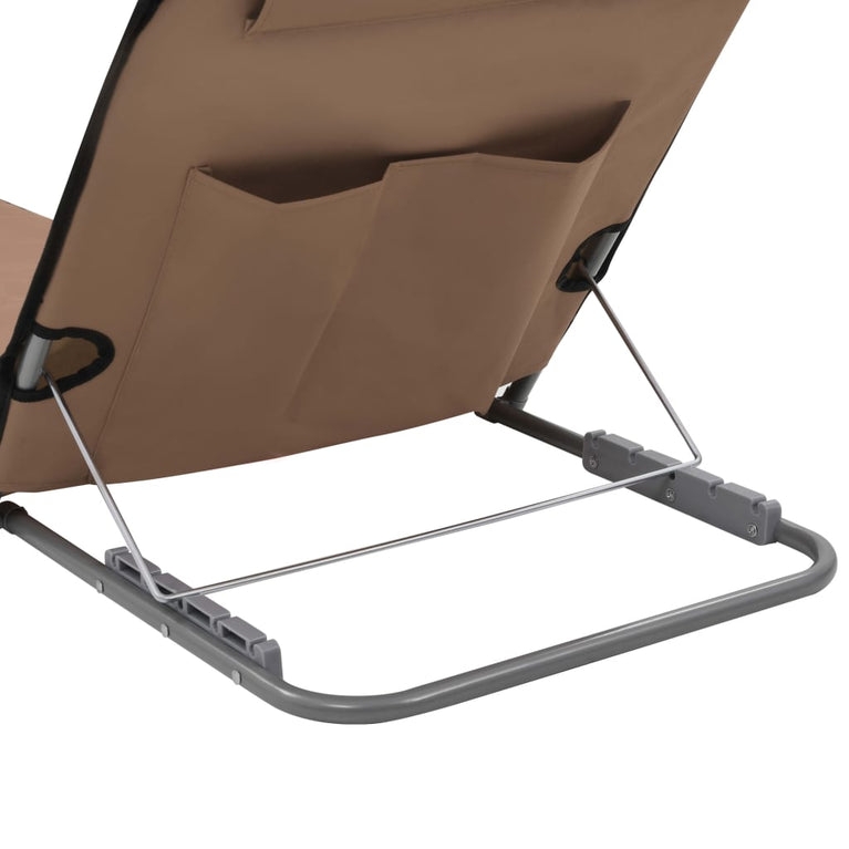 Strandmatten inklapbaar 2 st staal en stof bruin MeubelReus