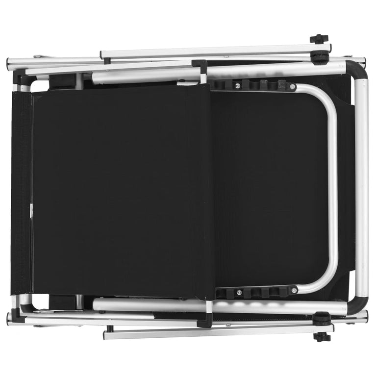 Ligbed inklapbaar met dak aluminium en textileen zwart MeubelReus