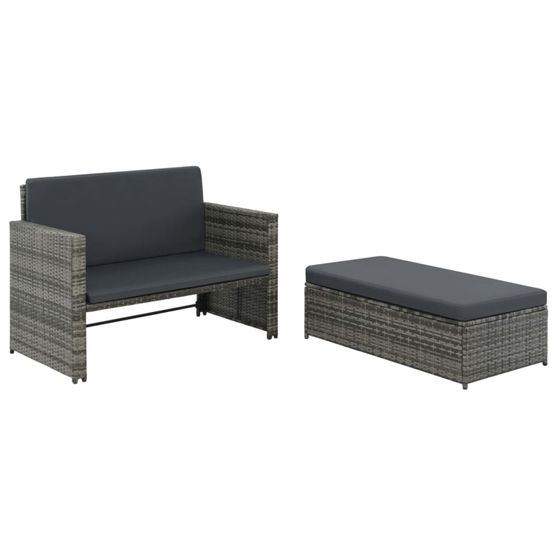 2-delige Loungeset met kussens poly rattan grijs MeubelReus
