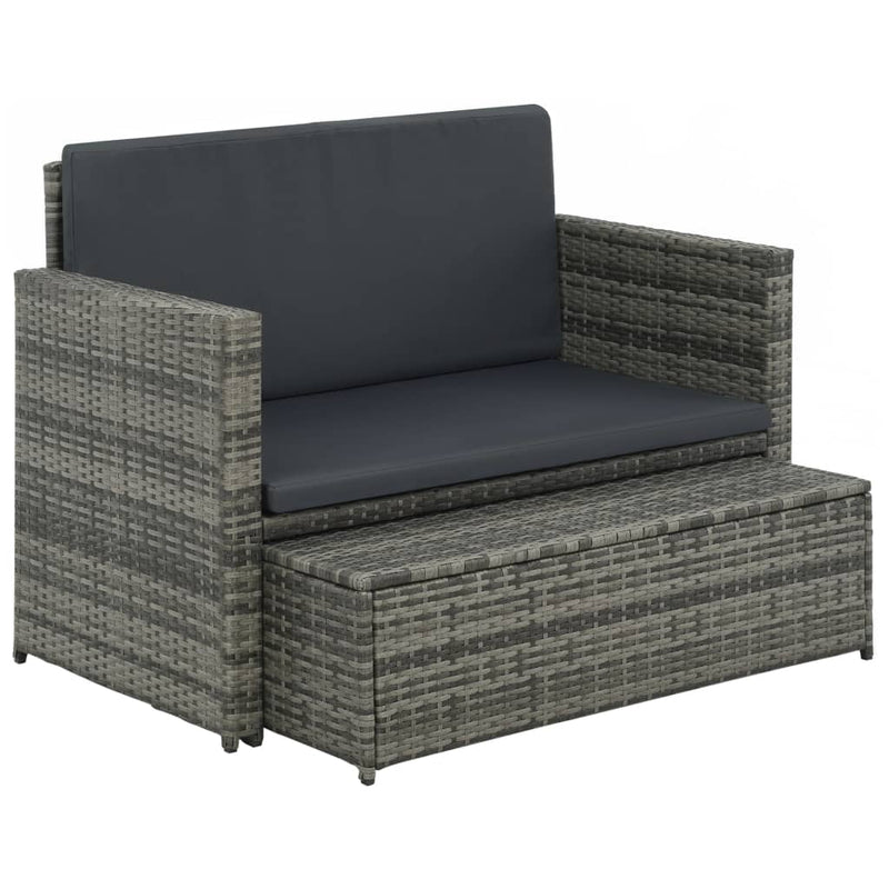 2-delige Loungeset met kussens poly rattan grijs MeubelReus