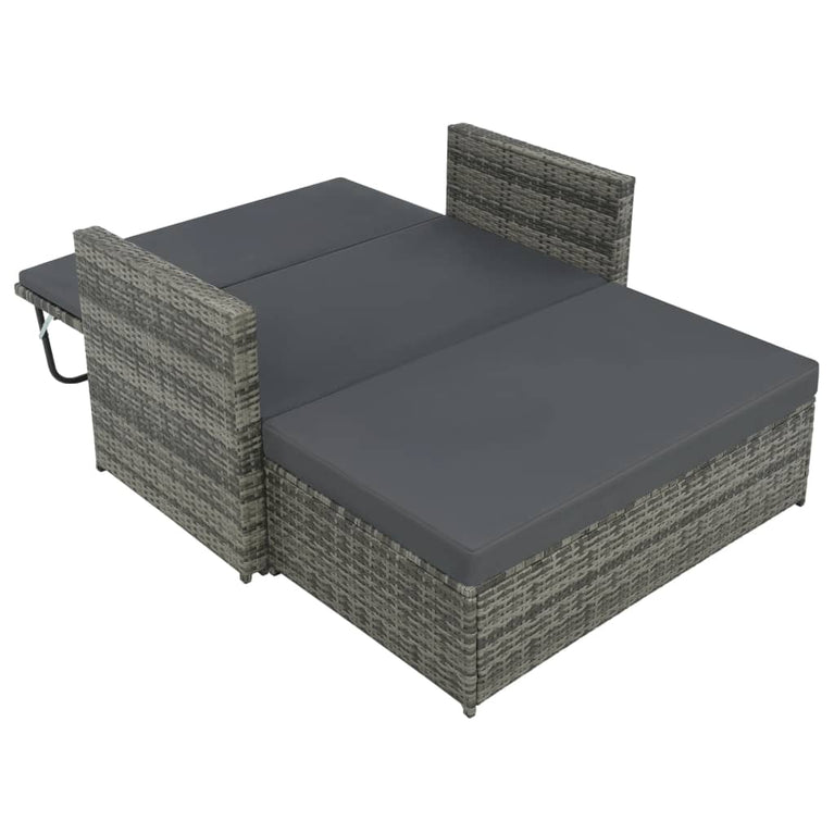 2-delige Loungeset met kussens poly rattan grijs MeubelReus