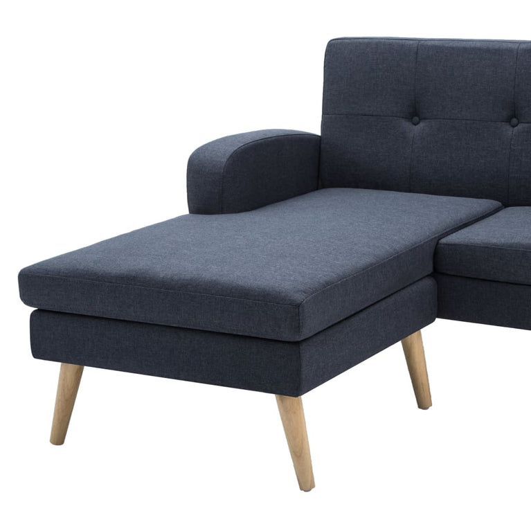 Bank L-vormig 186x136x79 cm stoffen bekleding donkergrijs