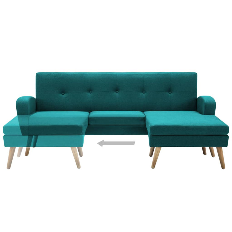 Bank L-vormig 186x136x79 cm stoffen bekleding groen