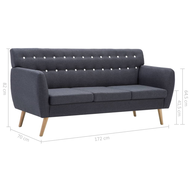 Driezitsbank 172x70x82 cm stof donkergrijs MeubelReus