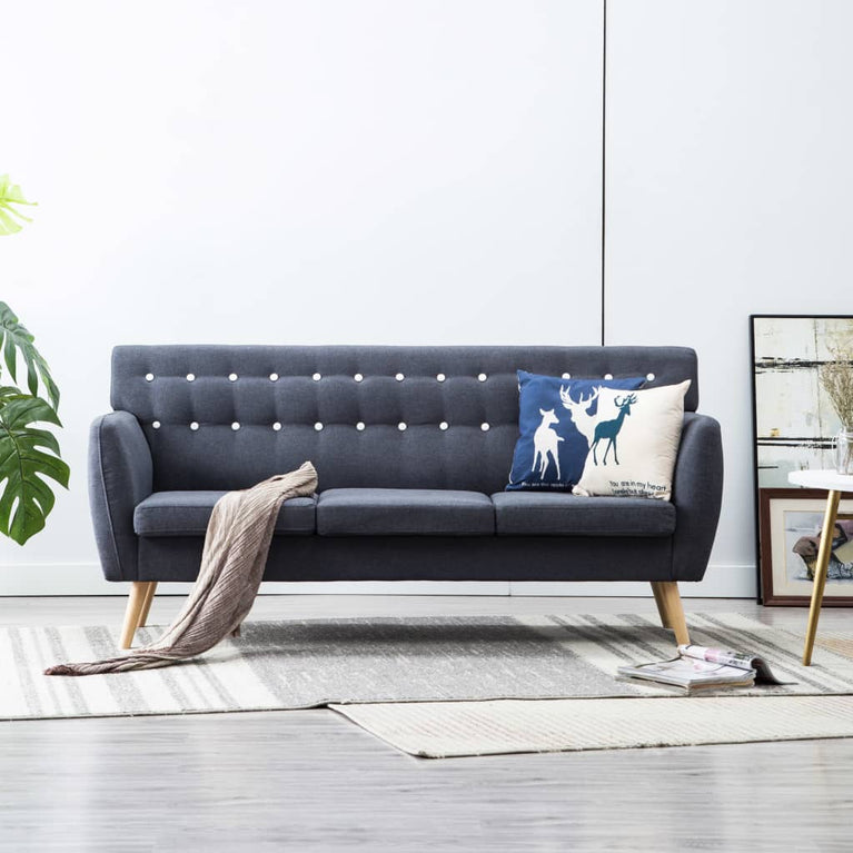 Driezitsbank 172x70x82 cm stof donkergrijs MeubelReus