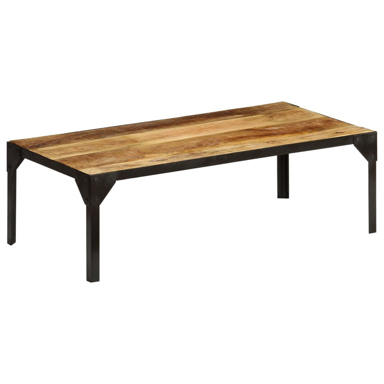 Salontafel 110 cm massief ruw mangohout en staal MeubelReus