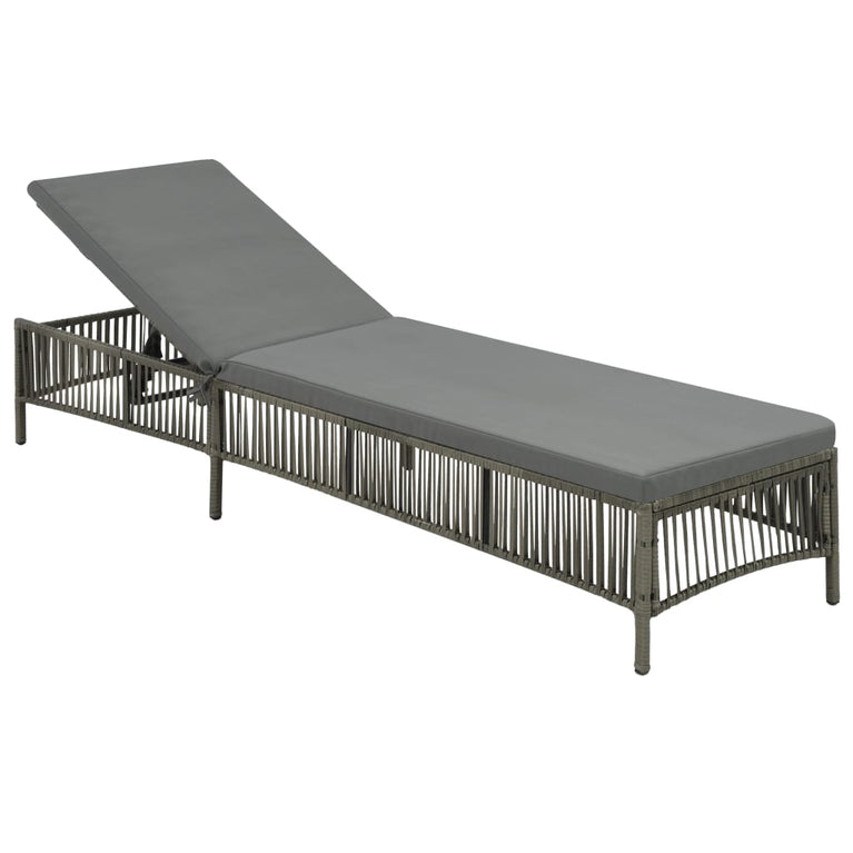 Ligbed met kussen poly rattan grijs MeubelReus