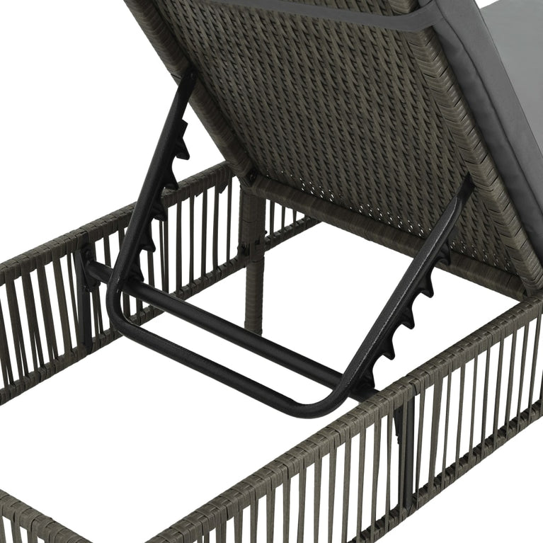 Ligbed met kussen poly rattan grijs MeubelReus