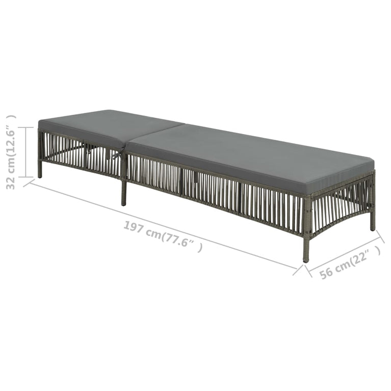 Ligbed met kussen poly rattan grijs MeubelReus