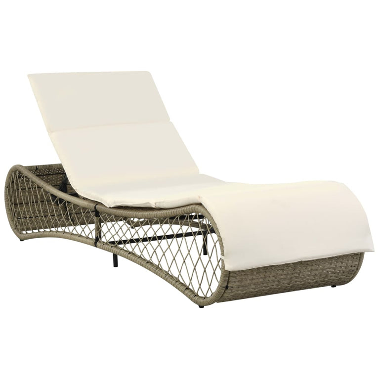 Ligbed met kussen poly rattan grijs MeubelReus