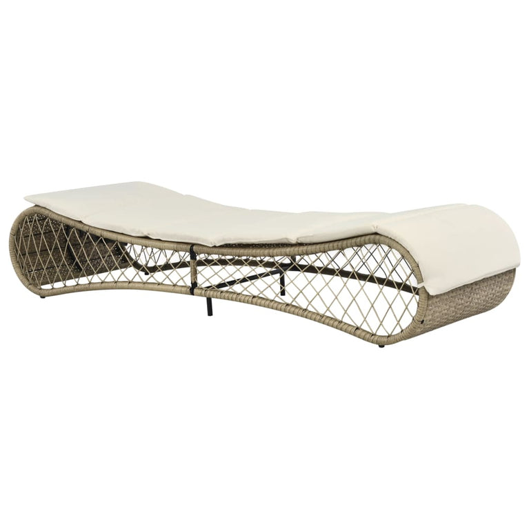 Ligbed met kussen poly rattan grijs MeubelReus