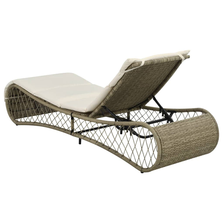 Ligbed met kussen poly rattan grijs MeubelReus