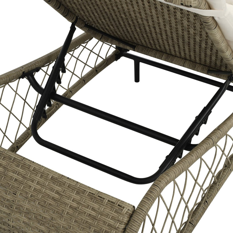 Ligbed met kussen poly rattan grijs MeubelReus