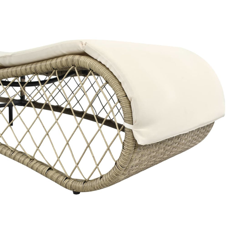 Ligbed met kussen poly rattan grijs MeubelReus