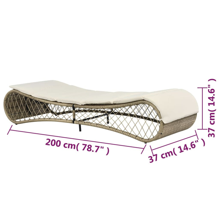 Ligbed met kussen poly rattan grijs MeubelReus
