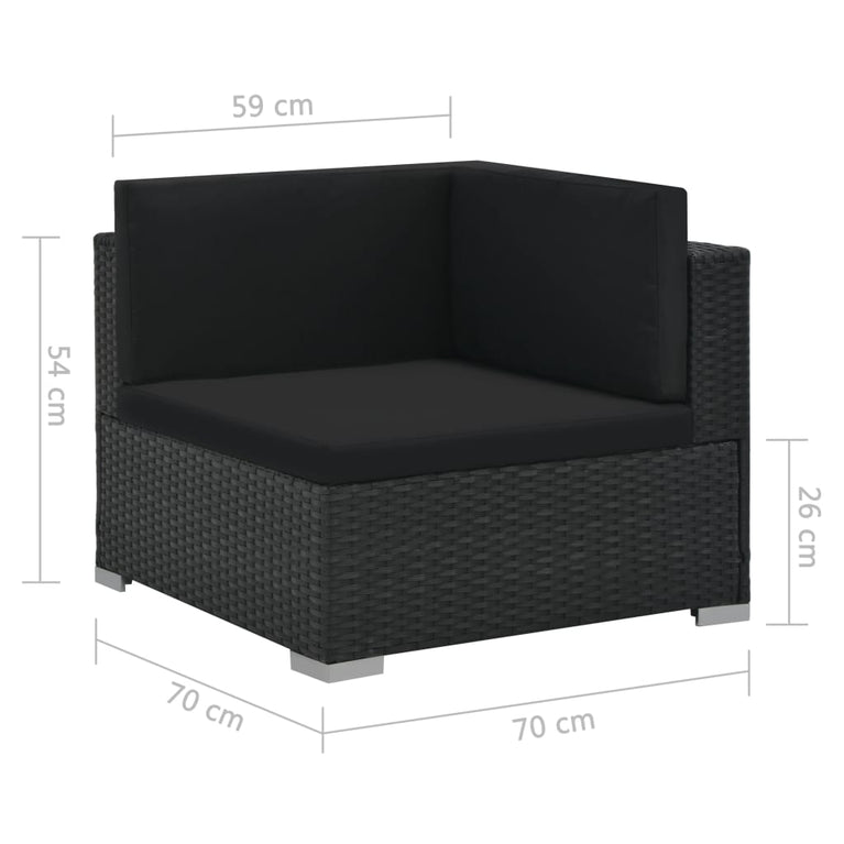 6-delige Loungeset met kussens poly rattan zwart MeubelReus