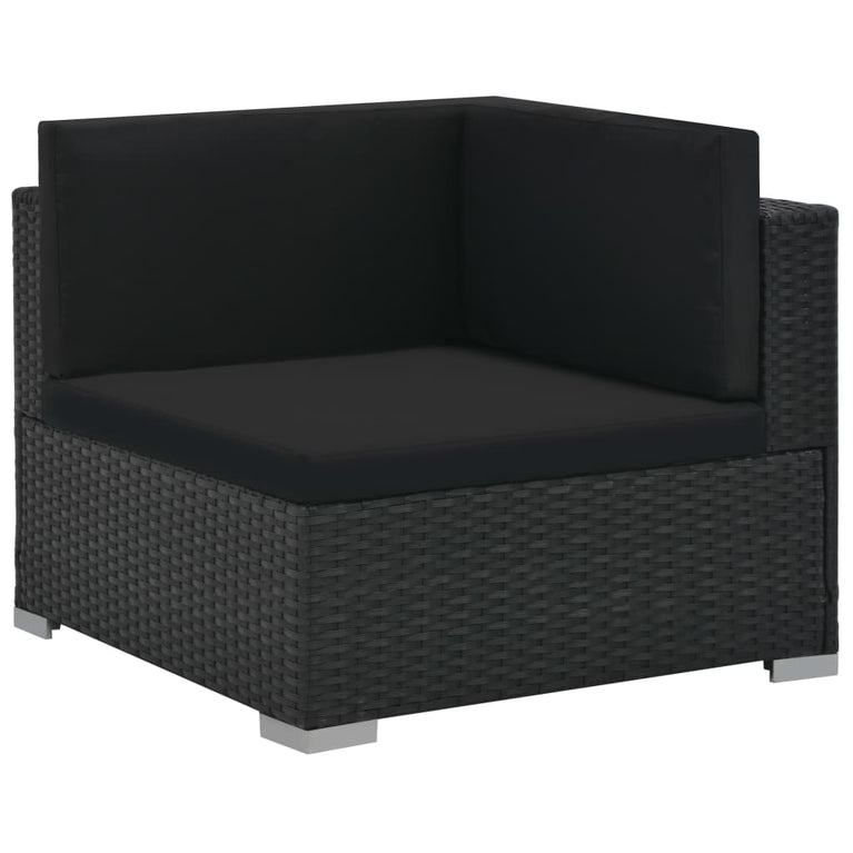6-delige Loungeset met kussens poly rattan zwart MeubelReus