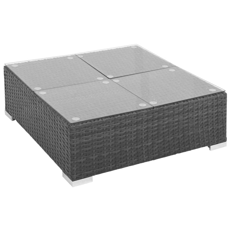 7-delige Loungeset met kussens poly rattan zwart MeubelReus