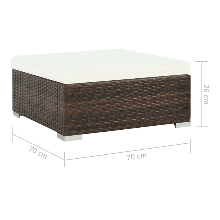 7-delige Loungeset met kussens poly rattan bruin MeubelReus