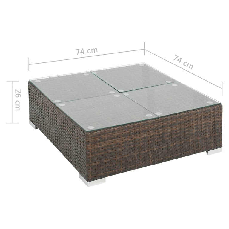 7-delige Loungeset met kussens poly rattan bruin MeubelReus