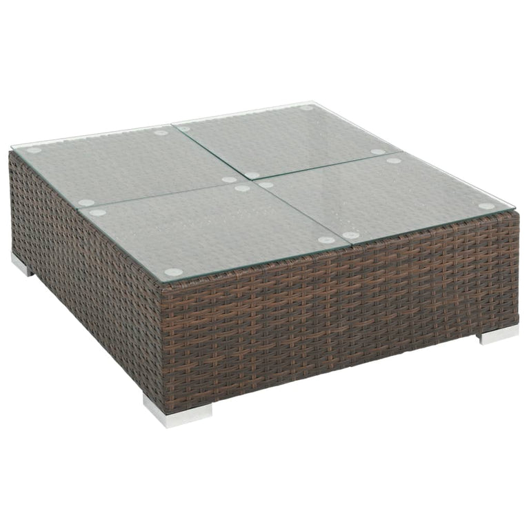 7-delige Loungeset met kussens poly rattan bruin MeubelReus