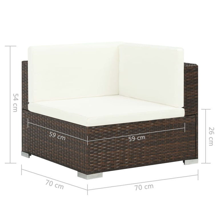 6-delige Loungeset met kussens poly rattan bruin MeubelReus
