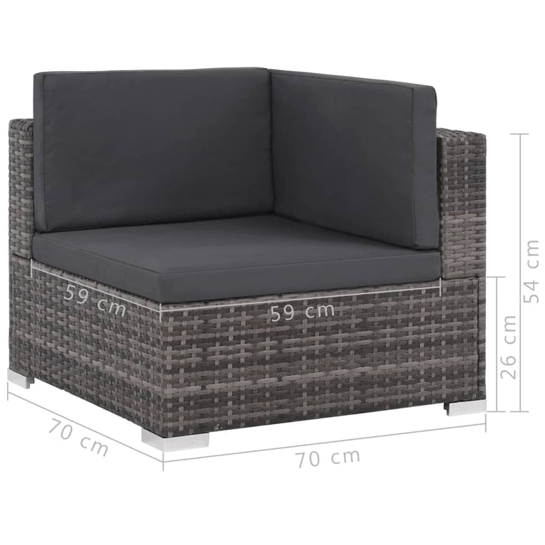 6-delige Loungeset met kussens poly rattan grijs MeubelReus