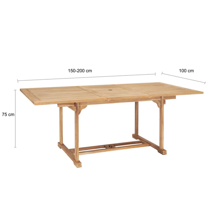 Tuintafel verlengbaar 150-200x100x75 cm massief teakhout MeubelReus