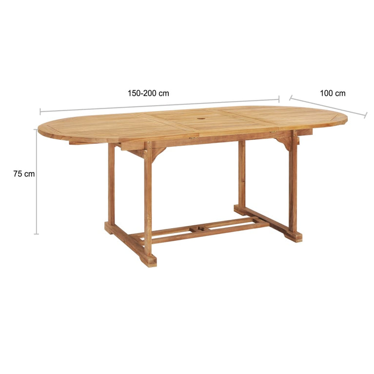 Tuintafel verlengbaar 150-200x100x75 cm massief teakhout MeubelReus