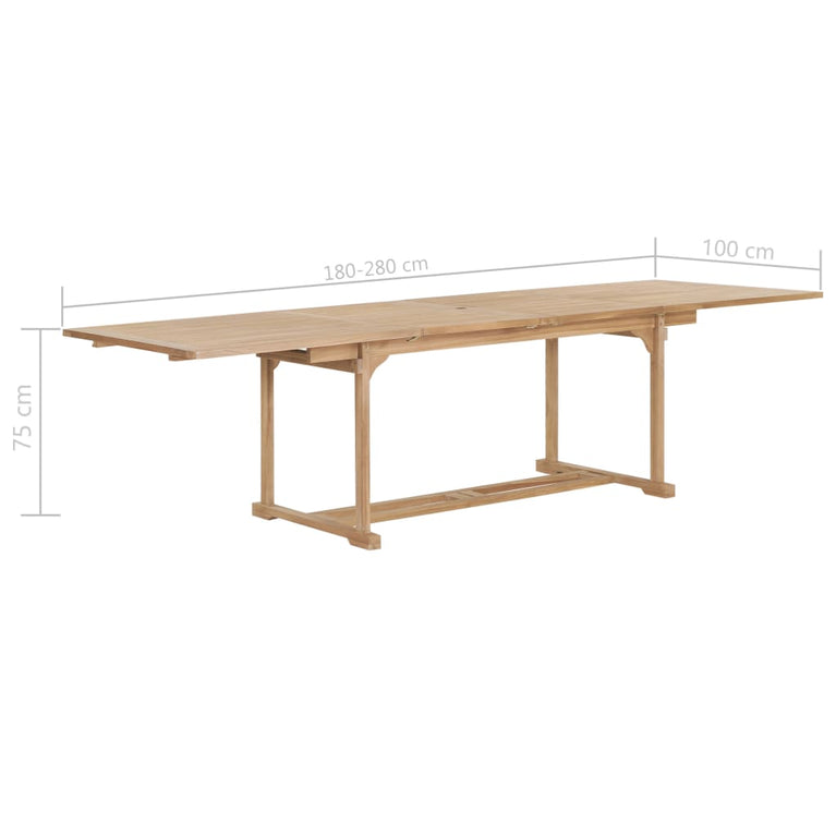 Tuintafel verlengbaar 180-280x100x75 cm massief teakhout MeubelReus