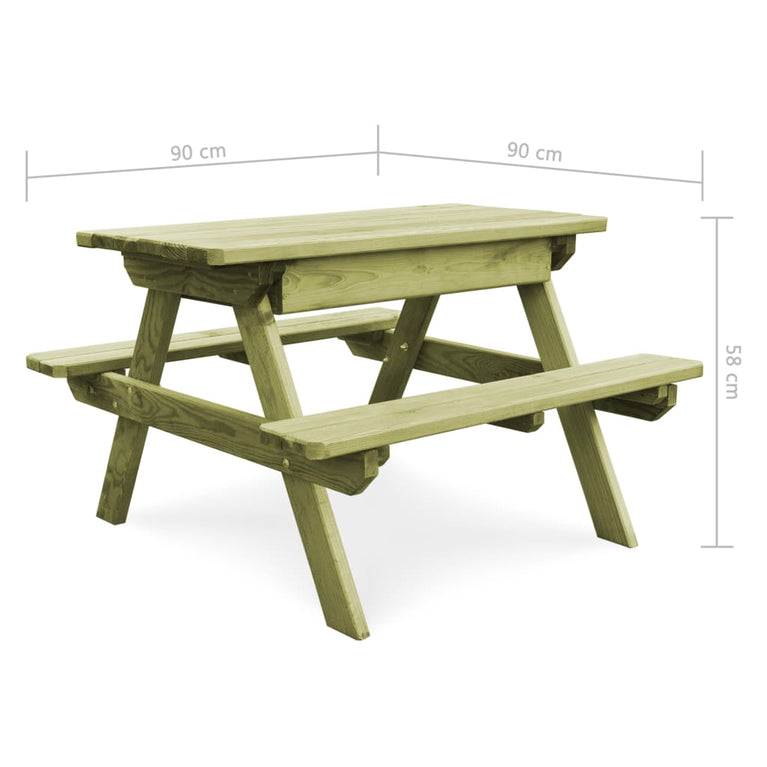Picknicktafel met banken 90x90x58 cm geïmpregneerd grenenhout MeubelReus