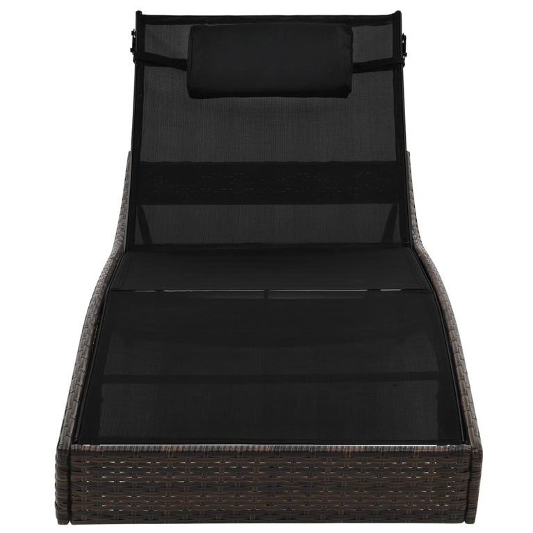 Ligbed met kussen poly rattan bruin MeubelReus