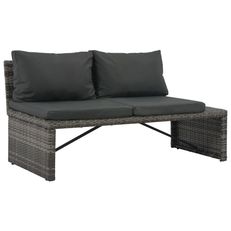 Loungeset met kussens 3-delig poly rattan grijs MeubelReus