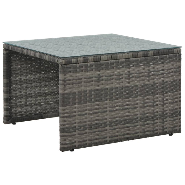 Loungeset met kussens 3-delig poly rattan grijs MeubelReus