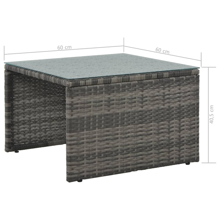 Loungeset met kussens 3-delig poly rattan grijs MeubelReus